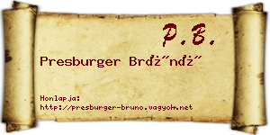 Presburger Brúnó névjegykártya
